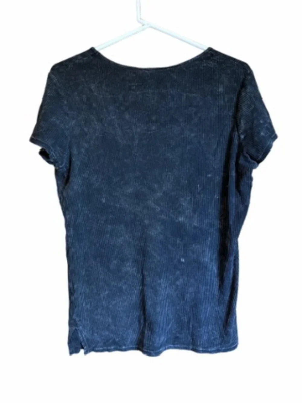 FREE PEOPLE Ribbed Charcoal Grey Black Deep V-Neck Tee T-shirt Top Large